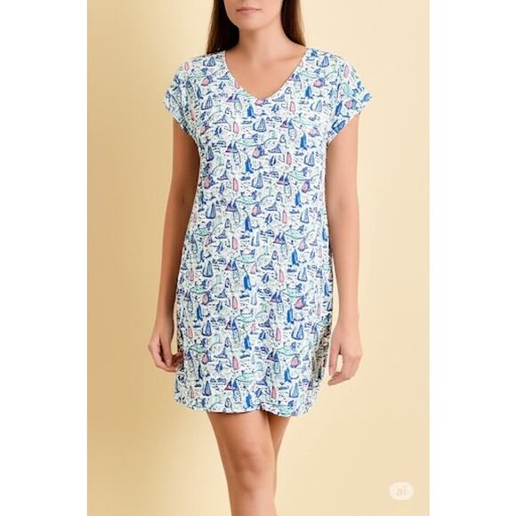 Vineyard Vines Sailboat Sailing Dress 100% Cotton Women's Dress Summer A-Line M - Picture 1 of 5